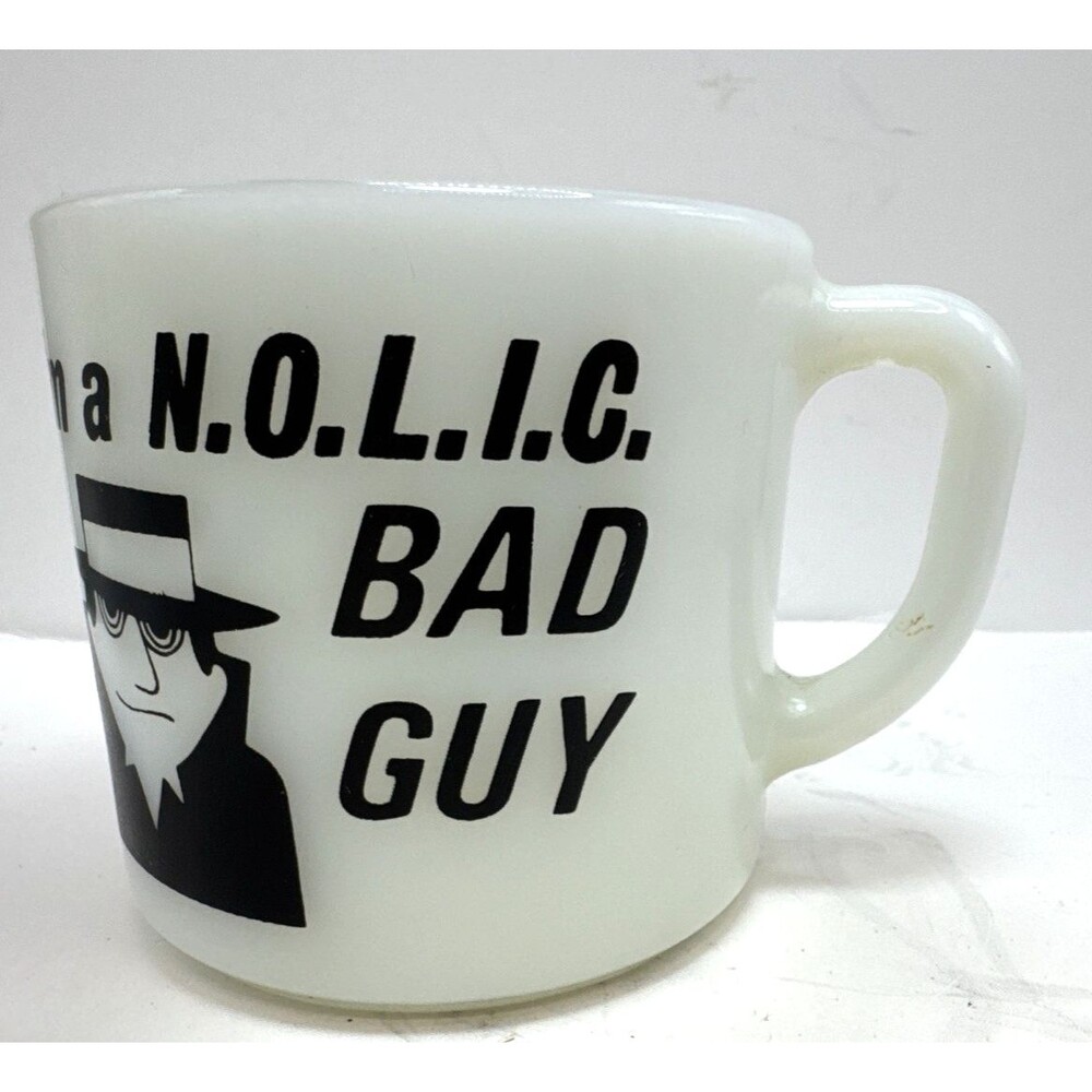 VTG "I Had a Bad Idea/I'm a N.O.L.I.C Bad Guy" Federal Milk Glass Mug USA - Picture 3 of 6
